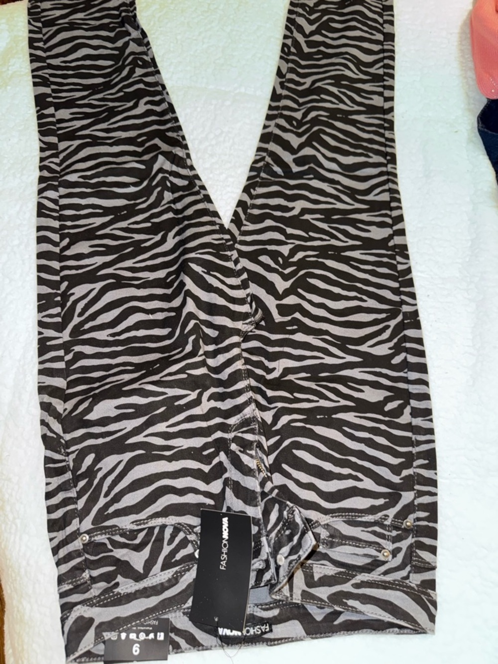 Fashion Nova Black and Gray Zebra Print Pants